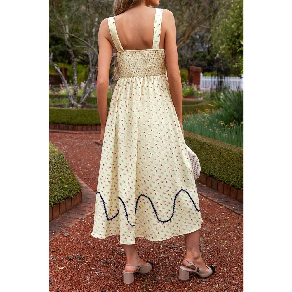 Cupshe Floral Sweetheart Midi Dress Cottagecore XL NWT - Picture 3 of 8